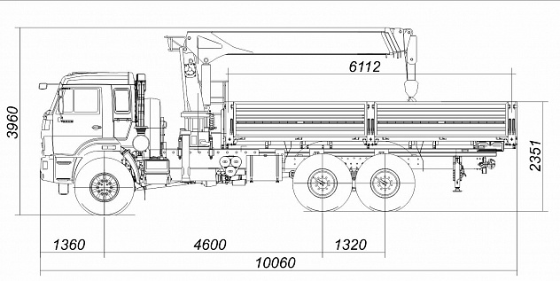 Бортовой автомобиль 65861-1200-06 с КМУ Kanglim KS1256G-II на шасси КАМАЗ-43118