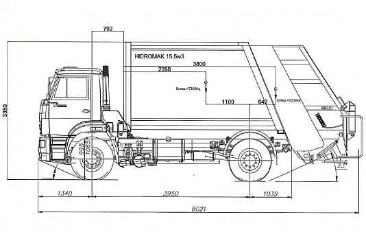 Мусоровоз с задней загрузкой МКЗ 7017 К2 (HIDROMAK SCK-16)