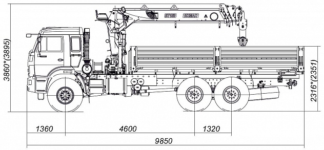 Бортовой автомобиль 65861-322-06 с КМУ PALFINGER INMAN IT-150 на шасси КАМАЗ-43118