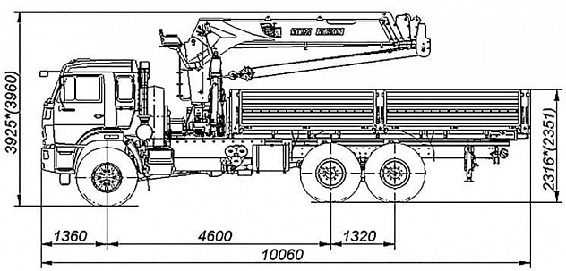 Бортовой автомобиль 65861-320-06 с КМУ PALFINGER INMAN IT-180 на шасси КАМАЗ-43118