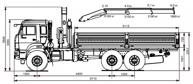 Бортовой автомобиль 65861-400-01 с КМУ FASSI F 155 A.0.22 на шасси КАМАЗ-43118